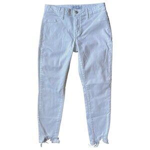 Just Black Denim White Skinny Leg Jeans Womens 28 Frayed Distressed Hem Mid Rise